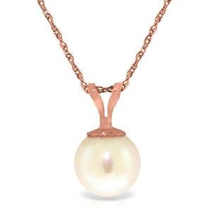 ALARRI 14K Solid Rose Gold Necklace w/ Natural Pearl