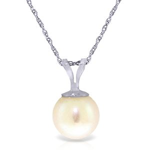 ALARRI 2 Carat 14K Solid White Gold Necklace Natural Pearl