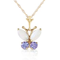ALARRI 0.7 CTW 14K Solid Gold Butterfly Necklace Opal Tanzanite