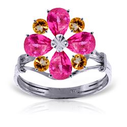 ALARRI 2.43 CTW 14K Solid White Gold Ring Natural Pink Topaz Citrine