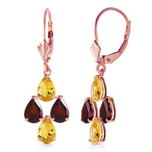 ALARRI 3.9 CTW 14K Solid Rose Gold Autumn Citrine Garnet Earrings