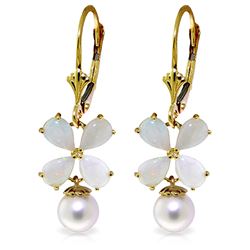 ALARRI 6 Carat 14K Solid Gold Leverback Earrings Opal Pearl