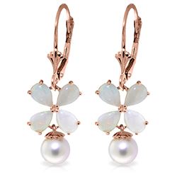 ALARRI 6 Carat 14K Solid Rose Gold Leverback Earrings Opal Pearl