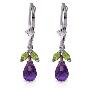 ALARRI 3.4 Carat 14K Solid White Gold Raise Your Voice Amethyst Peridot Earrings