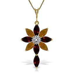 ALARRI 2 CTW 14K Solid Gold Necklace Diamond, Garnet Citrine