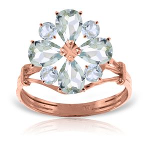 ALARRI 14K Solid Rose Gold Ring w/ Natural Aquamarines