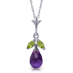 ALARRI 1.7 CTW 14K Solid White Gold Show Cheerfulness Amethyst Peridot Necklace