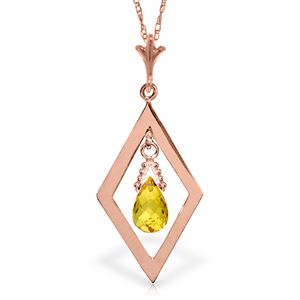 ALARRI 14K Solid Rose Gold Necklace w/ Briolette Citrine