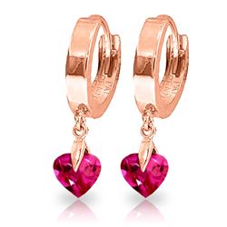 ALARRI 1.5 CTW 14K Solid Rose Gold Hoop Earrings Pink Topaz