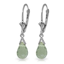 ALARRI 5 Carat 14K Solid White Gold Santorini Green Amethyst Earrings