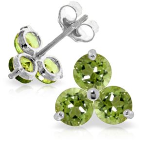 ALARRI 1.5 CTW 14K Solid White Gold Loving Words Peridot Earrings