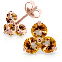 ALARRI 1.5 Carat 14K Solid Rose Gold Joelle Citrine Stud Earrings