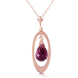 ALARRI 14K Solid Rose Gold Necklace w/ Briolette Purple Amethyst