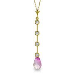 ALARRI 3.56 CTW 14K Solid Gold Necklace Natural Diamond Pink Topaz