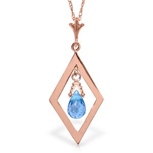 ALARRI 14K Solid Rose Gold Necklace w/ Briolette Blue Topaz