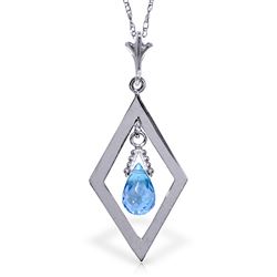 ALARRI 0.7 Carat 14K Solid White Gold Thoughts Blue Topaz Necklace