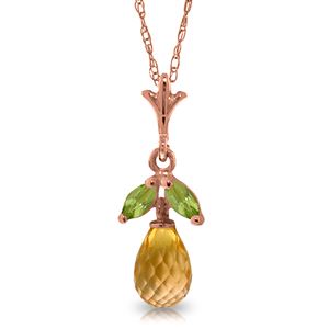 ALARRI 14K Solid Rose Gold Necklace w/ Citrine & Peridots