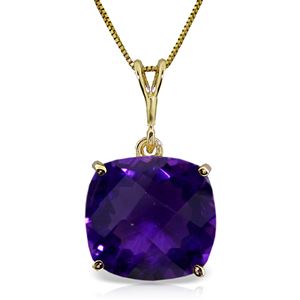 ALARRI 3.6 Carat 14K Solid Gold Necklace Natural Checkerboard Cut Purple Amethyst