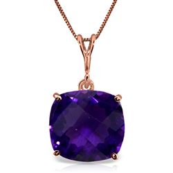 ALARRI 3.6 Carat 14K Solid Rose Gold Necklace Natural Checkerboard Cut Purple Amethyst