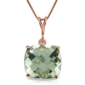 ALARRI 3.6 Carat 14K Solid Rose Gold Necklace Natural Checkerboard Cut Green Amethyst