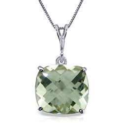 ALARRI 3.6 CTW 14K Solid White Gold Necklace Natural Checkerboard Cut Green Amethyst
