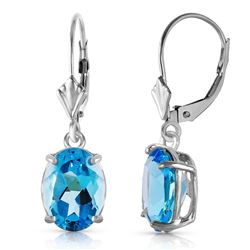 ALARRI 6.25 Carat 14K Solid White Gold Crown Of Splendor Blue Topaz Earrings