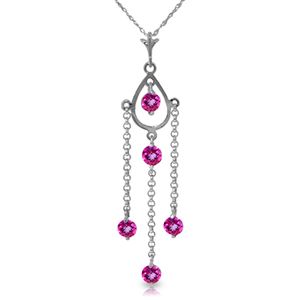 ALARRI 1.5 CTW 14K Solid White Gold Much Mentioned Pink Topaz Necklace