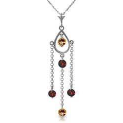 ALARRI 1.5 Carat 14K Solid White Gold Sweet Berry Citrine Garnet Necklace