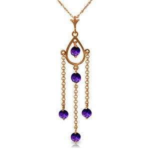 ALARRI 14K Solid Rose Gold Necklace w/ Natural Purple Amethyst