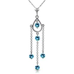 ALARRI 1.5 Carat 14K Solid White Gold Heads Will Roll Blue Topaz Necklace