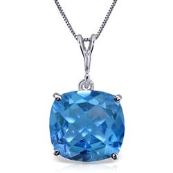 ALARRI 3.6 Carat 14K Solid White Gold Necklace Natural Checkerboard Cut Blue Topaz