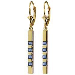 ALARRI 0.7 CTW 14K Solid Gold Leverback Earringsbar Natural Sapphire