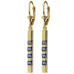 ALARRI 0.7 CTW 14K Solid Gold Leverback Earringsbar Natural Sapphire