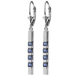 ALARRI 0.7 CTW 14K Solid White Gold Leverback Earringsbar Natural Sapphire