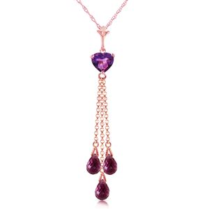 ALARRI 14K Solid Rose Gold Necklace w/ Briolette Purple Amethyst