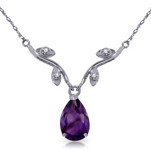 ALARRI 1.52 Carat 14K Solid White Gold She Holds Me Amethyst Diamond Necklace