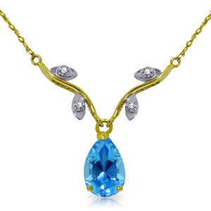 ALARRI 1.52 Carat 14K Solid Gold Love Under The Stars Blue Topaz Necklace