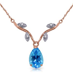 ALARRI 1.52 Carat 14K Solid Rose Gold New Romance Blue Topaz Necklace