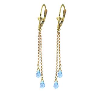 ALARRI 2.5 Carat 14K Solid Gold Wink Blue Topaz Briolette Earrings