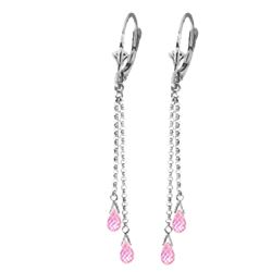 ALARRI 2.5 Carat 14K Solid White Gold Chandelier Earrings Briolette Pink Topaz