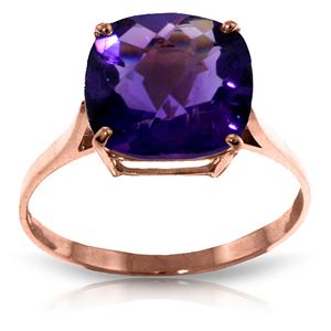 ALARRI 3.6 CTW 14K Solid Rose Gold Ring Natural Checkerboard Cut Purple Amethyst