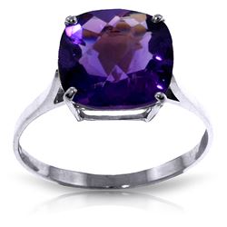 ALARRI 3.6 Carat 14K Solid White Gold Ring Natural Checkerboard Cut Purple Amethyst