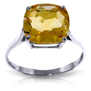 ALARRI 3.6 Carat 14K Solid White Gold Ring Natural Checkerboard Cut Citrine