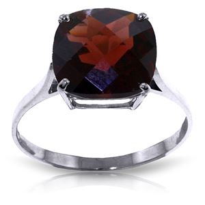 ALARRI 4.5 CTW 14K Solid White Gold Ring Natural Checkerboard Cut Garnet