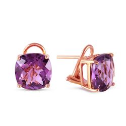 ALARRI 7.2 Carat 14K Solid Rose Gold Cushion Amethyst Earrings