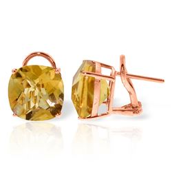 ALARRI 7.2 Carat 14K Solid Rose Gold Cushion Citrine Earrings