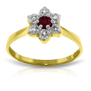 ALARRI 0.23 Carat 14K Solid Gold Half The Solution Ruby Diamond Ring