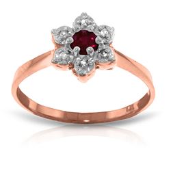 ALARRI 14K Solid Rose Gold Ring w/ Natural Diamonds & Ruby