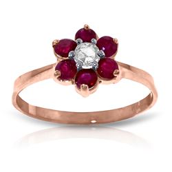 ALARRI 14K Solid Rose Gold Ring w/ Natural Diamond & Rubies