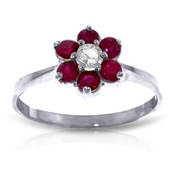 ALARRI 0.5 Carat 14K Solid White Gold Unmindful Presence Ruby Diamond Ring